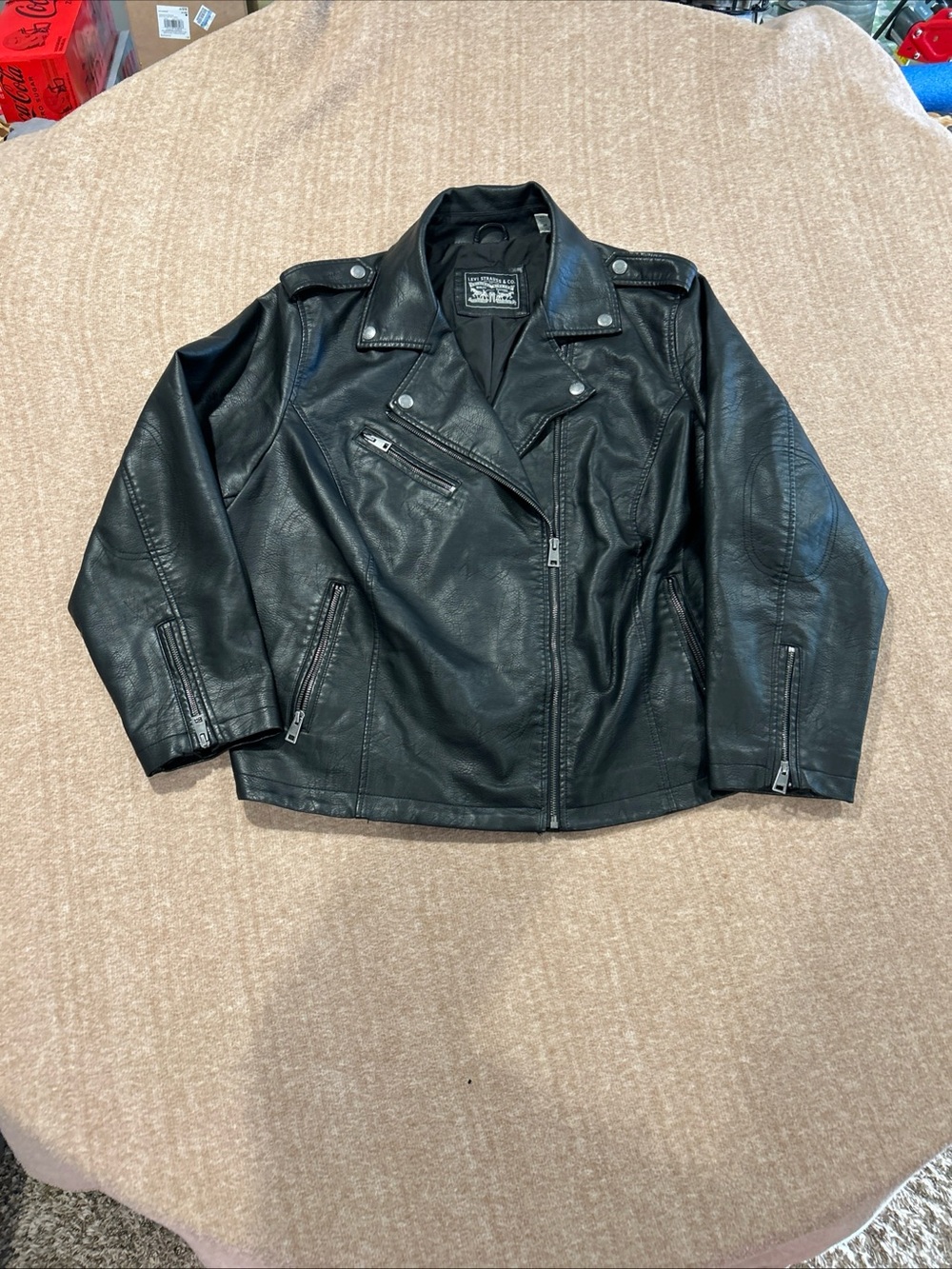 Levi's Black Men's Faux Leather Biker Jacket New Without Tags